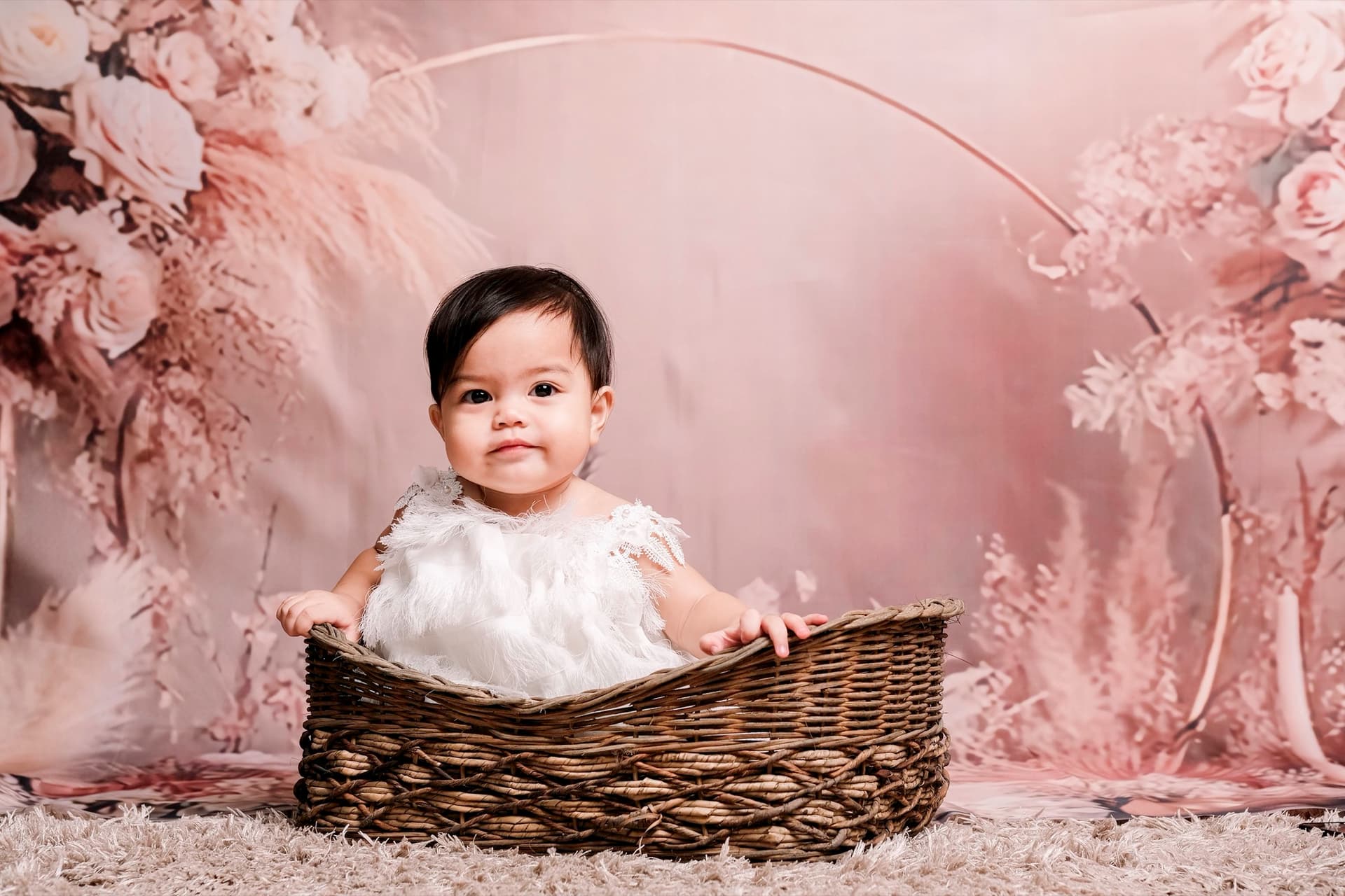 Baby in a wicker basket
