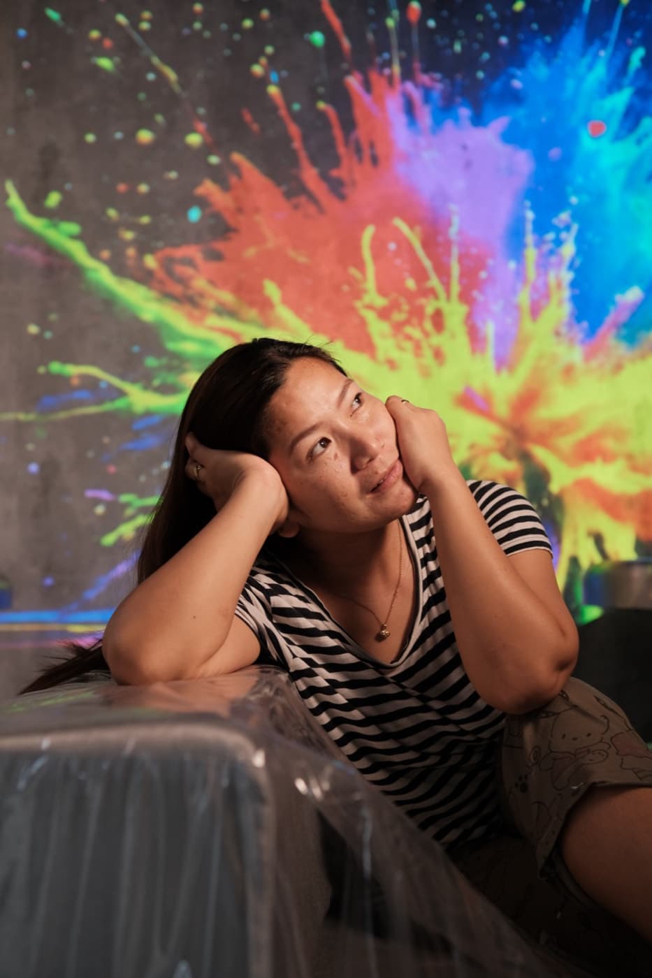 Painted set background on set