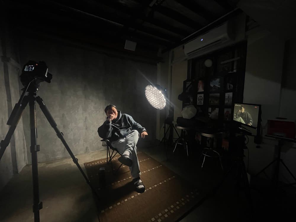 Behind the set-up for the Andres Asuncion interview